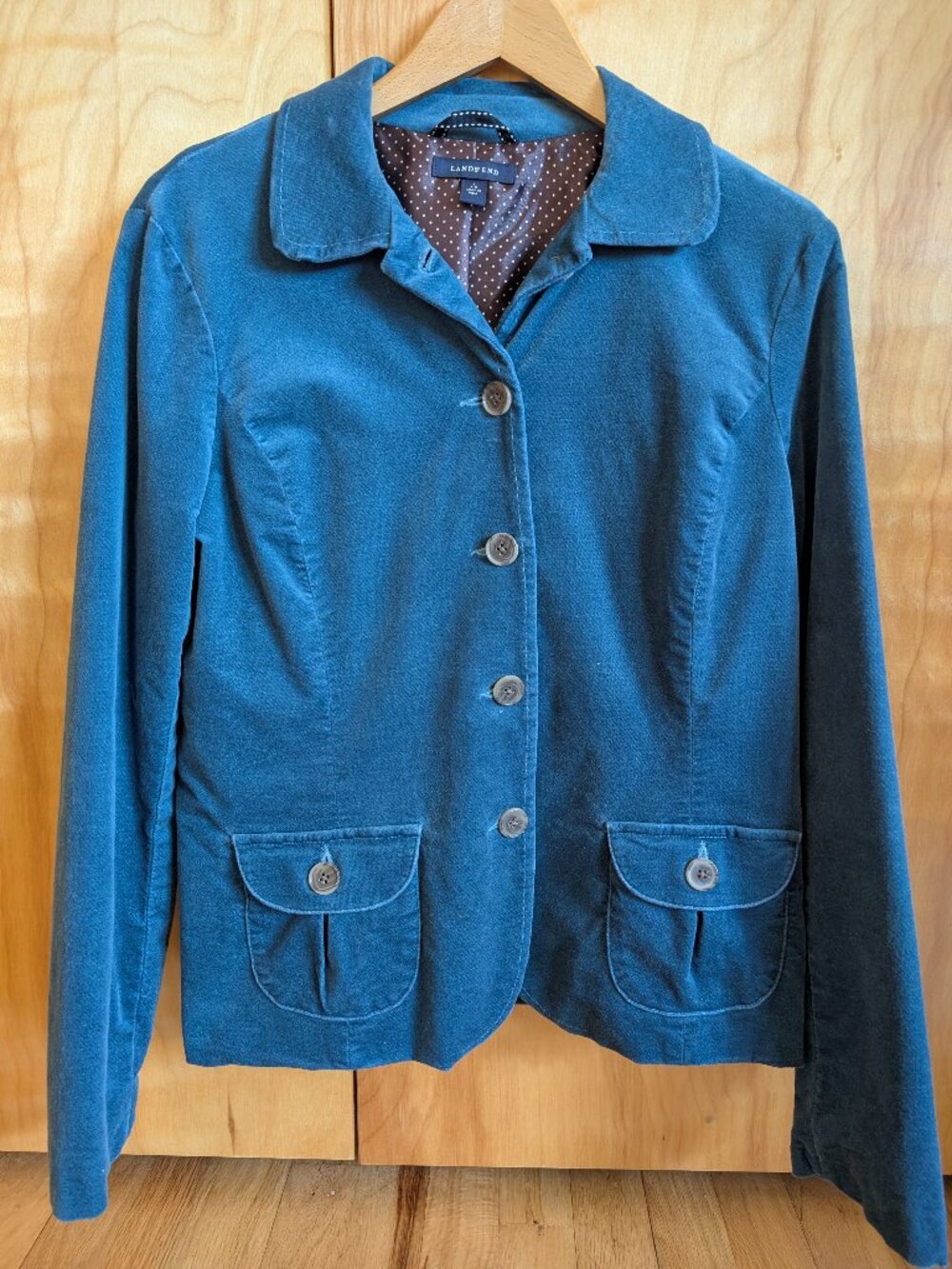 Lands' End Blue Cotton Velvet Jacket Size 6-8